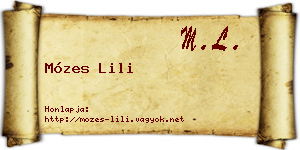 Mózes Lili névjegykártya